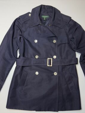 Lauren Ralph Lauren Navy Trench Coat Size S